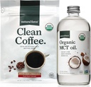 Natural Force Organic Clean Coffee + Organic MCT Oil Bundle - 100% Tiszta Kókuszdió MCTs & Mold & Mycotoxin Free Coffee - Non-GMO, Keto, Paleo és Vegan - 12 Oz Bag és 16 Oz üveg