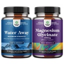 Bundle of Water Away Pills Maximális hatáserősség - Gyógynövény Diuretikus pirula vízvisszatartás gyors hatású puffadás enyhítése és tiszta magnézium glicinát 400mg Per szerving hangulati alvásra és kikapcsolódásra