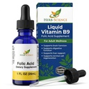 Flüssiges Vitamin B9 Folsäure-Ergänzungen - VIT B Tropfen für Gehirn & Verdauungsfunktion, Leberunterstützung - Glutenfrei, Non-GMO, Vegan - Nahrungsergänzungsmittel für Erwachsene - 1 fl. oz.