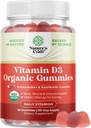 Szerves D3-vitamin Gummies nőknek és férfiaknak - D-vitamin Gummies 2000NE csontegészségügyi, izom- és immunszupportálási szervenként - Non-GMO kiegészítés felnőtteknek - Zselatin & Gluten Free - 60 gumi