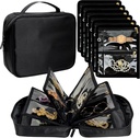 Reise Schmuck Organizer Case,Schmuckbeutel für Reisen, Schmuck Binder mit 24 Stk klar Reißverschluss Velvet Pouches zum Speichern von Ohrringe, Ringe, Halskette, Armband, Uhr (schwarz)