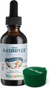 Maxi Health folyékony B-vitamin Komplex, Kiegészítés B12-vitaminnal - Nyelvalatti B cseppek gyerekeknek B1 B2 B3 B5 B6 biotin folsav, Energia & Brain funkció - 2 fl. Oz, Zöld Pillbox