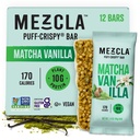 Mezcla Puff Crispy Protein Bars, Gluten Free & Vegan Protein Bars, 10g Protein, Alt for Crispy Rice Treat, Granola Bars & Breakfast Bars, Egészséges Snack felnőtteknek, Matcha Vanilla, 12 Pack
