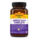 Country Life Omega 3-6-9 Complete Supplement - 1,534 mg Omega Fatty Acids - Supports Cardiovascularis, Brain, Skin & Immune Health - Certified Gluten Free, Non-GMO - 90 Softgels