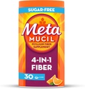 Metamucil 4 in 1 Tagesfaser-Ergänzungs-Pulver, Faserpulver für Verdauungs- und Regelmäßigkeit*, Sugar-Free, Orange, Natürlich Sourced Psyllium Fiber, 30 Teelöffel