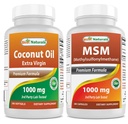 Legjobb természetes Extra Virgin Kókuszolaj 1000 mg & MSM 1000 mg
