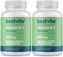 BESTVITE B2-vitamin (Riboflavin) 400mg (240 vegetáriánus kapszula) (120 x 2) - nincs stearate - Vegan - Nem GMO - glutén mentes