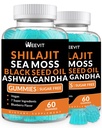 Shilajit Sea Moss Ashwagandha Gummies with Turmeric, Black Seed Oil, Vitamin C D for Men & Women, Shilajit and Ashwagandha Gummy, All in 1 Supplements for Immune, Absorption & Energy Support