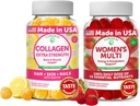 Lunakai Collagen és női multivitamin gumik Bundle - nem-GMO öregedés elleni kiegészítők Biotin, Cink, C-vitamin és E - 100% napi érték 16 esszenciális vitaminok és ásványi anyagok - 30 napos ellátás