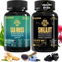 Geloo Superfood Supplement Bundle - 90 Count Sea Moss kapszula (Sea Moss, Black Seed Oil) & 90 Count Pure Shilajit kapszula (Shilajit, Ashwagandha) -1 csomag