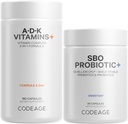 Kódolás Napi ADK-vitamin & probiotikus köteg - A-vitamin Retinil-palmitát, D3-vitamin Kolekalciferol, K-vitamin, 50 milliárd CFU SBO probiotikus keverék, nem-GMO