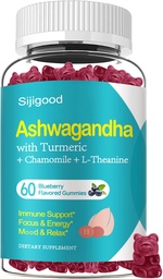 Ashwagandha Gumies, Support for Immunity, Relaxation, Ashwagandha kiegészítők férfiak és nők, Természetes áfonya aroma, 60 gróf