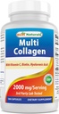 Legjobb Naturals Multi Collagen Pills 2000mg nők és férfiak számára - hidrolizált Collagen Peptides kapszula haj bőr és köröm típusú II III V X, biotin, hialuronsav & C-vitamin