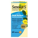 Senokot- S Dual Action 60 tabletta, természetes növényi laxativ összetevő Plus Stool Softener tabletta, gyengéd, megbízható Overnight Relief alkalmi székrekedés Fehér