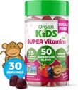 Serget Kids Sugar Free Multivitamin Gummees, Vegan & Plant Based, 50 Superfoods, 15 Vitaminok és Ásványok, Immuntámogatás és 3 g Fiber, Vegyes Berry, Agres 4 +, 1 hónapos ellátás (60 Gumies)