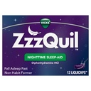 ZzzQuil, éjszakai alvássegítő liquiCaps, 25 mg Difenhidramin HCl, No.1 Sleep- Aid Brand, Non-Habit Forming, Alvás gyors, 12 gróf