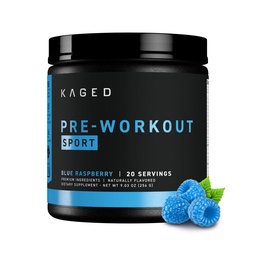 Kage Sport Pre Workout Powder for Men & Women, Blue Razz, Sport Certified, 188mg koffein, nitrogén-oxid kiegészítés, Beta Alanine for Energy, Súlyemelés, Cardio Endurance & Strength, 20 szerváció