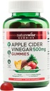 NatureWise Apple Cider Ecet Gummees - 1000mg ACV per 2 + B12 - Pectin Based Vegan, Gluten- Free, Non- GMO - 60 Count [30- napos ellátás 1000mg vagy 2- hónapos ellátás 500mg]