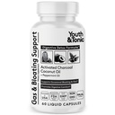 Jugend & Tonic aktivierte Charcoal Pillen für Bloating und Gas Relief zu beruhigen Das Stomach und Verdauungssystem Detox mit Pfefferminz & Organische Kokosöl, für Männer & Frauen - 60 flüssige Kapseln