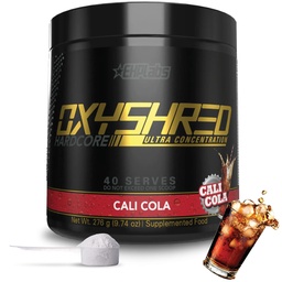 EHP Labs OxyShred Hardcore Super Dosed Pre Workout Powder - Előedzés Powder L Glutamin & Acetyl L karnitin, Energy Boost Drink - 275mg koffein - Cali Cola, 40 szervadékok
