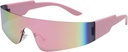 Crazy Feng Trendy Rimless Futuristic Wrap Around Sunglass Women, Cyberpunk Visor Sunglass Shades Fashion Eyeglass