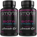 (2 Pack) Smarter Biotin 5000mcg in Avocado Oil, B7 vitamin, Non-GMO, 90 Mini Liquid Softgels, No Soy