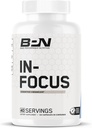BIRE TELJESÍTMÉNY NUTRITION BPN in- Fókusz agy kiegészítés memória & Fókusz koffein pirula, 1 g L Tyrosine per Serving + Alpha GPC, 40 szervizek, glutén Free + Vegan