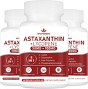 Astaxantin és likopin 70mg, Astaxantin kiegészítés foszfatidilkolinnal, Lutein és Zeaxantin, Erőteljes antioxidánsok kiegészítés (180 kapszula)