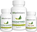 BiOptimizers Complete Gut Health Bundle - Emésztési Enzimek probiotikumokkal és prebiotikumokkal - Bloating Relief and Digestive Balance - P3-OM, Gluten Guardian, MassZymes (270 kapszula)