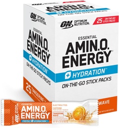 Optimum Táplálkozás Amino Hidratációs csomagok, On- The- The- Energy Powder Stick csomagok, Tangerine hullám, 25 gróf