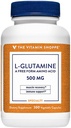 A Shoppe L- Glutamin 500MG, A Free Form Amino Amino Acid, Támogatja az izmok helyreállítását és az immunrendszert (300 kapszula)