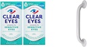 Clear Eyes Érzékeny Szemcseppek, 2 Pack és meghajtó orvosi fehér Powder- bevonatú markolat bár