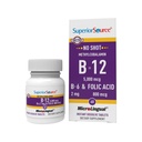 Superior Source No Shot B12 Methylcobalamin (5000 µg), B6, Folic Acid, Quick Dissolution Sublingual Tablets, 60 Ct, Increase Energy, Healthly Heart, Boost Metabolisation, Stress Support, Non-GMO