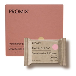 ProMix Nutrition Whey Protein Izolát Puff Bar, Alacsony széntartalmú egészséges Snack tojásfehérítővel - Grass Fed, Gluten Free, Low Sugar, Soy Free (Eper & Cream) - 12 Bárok