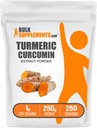 BulkSupplements.com Turmeric Extract Powder - Turmeric Root, Curcumin Supplements, Turmeric Curcumin Powder - Gluten Free, 1 g per Serving, 250g (8.8 oz) (1-es csomag)