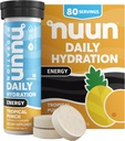 Nuun Energy Electrolyte tabletta Ginseng-gel, koffein a zöld tea kivonat, B12, B6, B5, Magnézium & 4 Egyéb elektrolitok, Gluten Free & Vegan, Tropical Punch, 8 Pack (80 adag)
