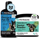 Omega3 Fish Oil for Dogs + Fogtisztításhoz használt fogászati por & Plaque Removal, Egészséges bőr prototípusok, kabát és immuntámogatás