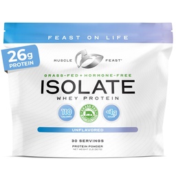 Muscle Feast Grass- Fed Whey Protein izolátum, Minden természetes hormon szabad paszta Emelkedett, Tejsavó izolátum fehérje por a férfiak és nők, Tiszta, Non-GMO & Gluten- mentes izolátum fehérje - ízesítetlen, 2lb