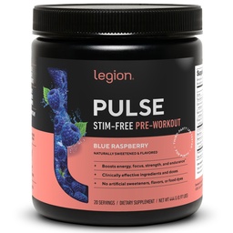 LEGION Impulzus előzetes edzés kiegészítés - All Natural Nitric Oxide Pretosuring Drink to Boost Energy, Creatine Free, Naturally Sweared, Beta Alanine, Citrulline, Alpha GPC (koffein Free Blue Razz)