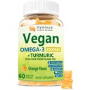 Vegán Omega 3 & Turmeric Gumies 2500mg, Alga Omega 3 DHA 800mg & EPA 400mg, MSM, D3 vitamin, Turmeric Root kivonat az agy, szem, közös, halolaj kiegészítők alternatív, cukormentes