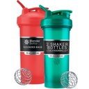 BlenderBottle Classic V2 Shaker üveg Tökéletes fehérje rázás és pre edzés, 28-Ounce (2 csomag), piros, zöld
