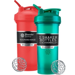 BlenderBottle Classic V2 Shaker üveg Tökéletes fehérje rázás és pre edzés, 28-Ounce (2 csomag), piros, zöld