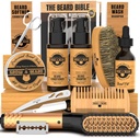 Beard Straightener Grooming Kit for men, Beard Growth Kit, Wash, Brush & Comb, Illatosított Growth Oil, All Natural Chanel Balm, Condícioner, Razor & Scolar, Great Gift Idea for Men 's (Bamboo)