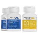 OmegaXL Joint Support Supplement - Természetes izom / immun Support, 60 Softgels (2 Pack) & VitaminXL D3 Magas potencia Napi D-vitamin 5000 NE 125mcg kiegészítés (30 Softgels)