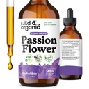 Wild & Organic Passion Flower Tinktúra - Hangulattámogatás - Nyugtató Passionflower kiegészítés - Passiflora Incarnata Folyékony kivonat - Vegán, Sugar & Alcohol- Free Herb Drops - 4 fl oz