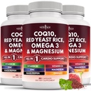 NEW AGE COQ10 200mg Red Yeast Rice Omega 3- 6- 9 Magnézium Komplex Cink K2 D3 - Támogatás Vitaminok nőknek és férfiaknak B3- vitaminnal, Q10- 180 Count