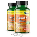 America Medic & Science Rapid- C 500mg C-vitamin kiegészítés (2 csomag 100 tabletta) Energia booster, Napi Immunrendszer támogatás, Antioxidáns 124; Vegán, Non-GMO bevont aszkorbinsav felnőtt férfiak és nők számára