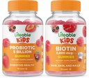 Életképes probiotikumok 5 milliárd Kids + biotin Kids, gumicukor bundle - nagy ízesítés, vitaminpótlás, glutén mentes, GMO mentes, rágható gumi