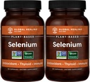 Global Healing Center Selenium 200mcg 2-Pack, reine Selen-Ergänzung mit organischen Inhaltsstoffen, Antioxidantien für Schilddrüse & Immungesundheit für Männer & Frauen - Mehr als Selen 100 mcg (60 Kapseln)