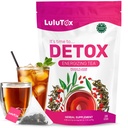 LULUTOX Detox tea - Gyógynövény keverék Gyermekláncfű, Ginseng, és Gyömbér - Támogatja az egészséges súly, Emésztési egészség - Vegán, Minden természetes, Laxative- mentes - Peach Flavor (28 szolgáltatás)